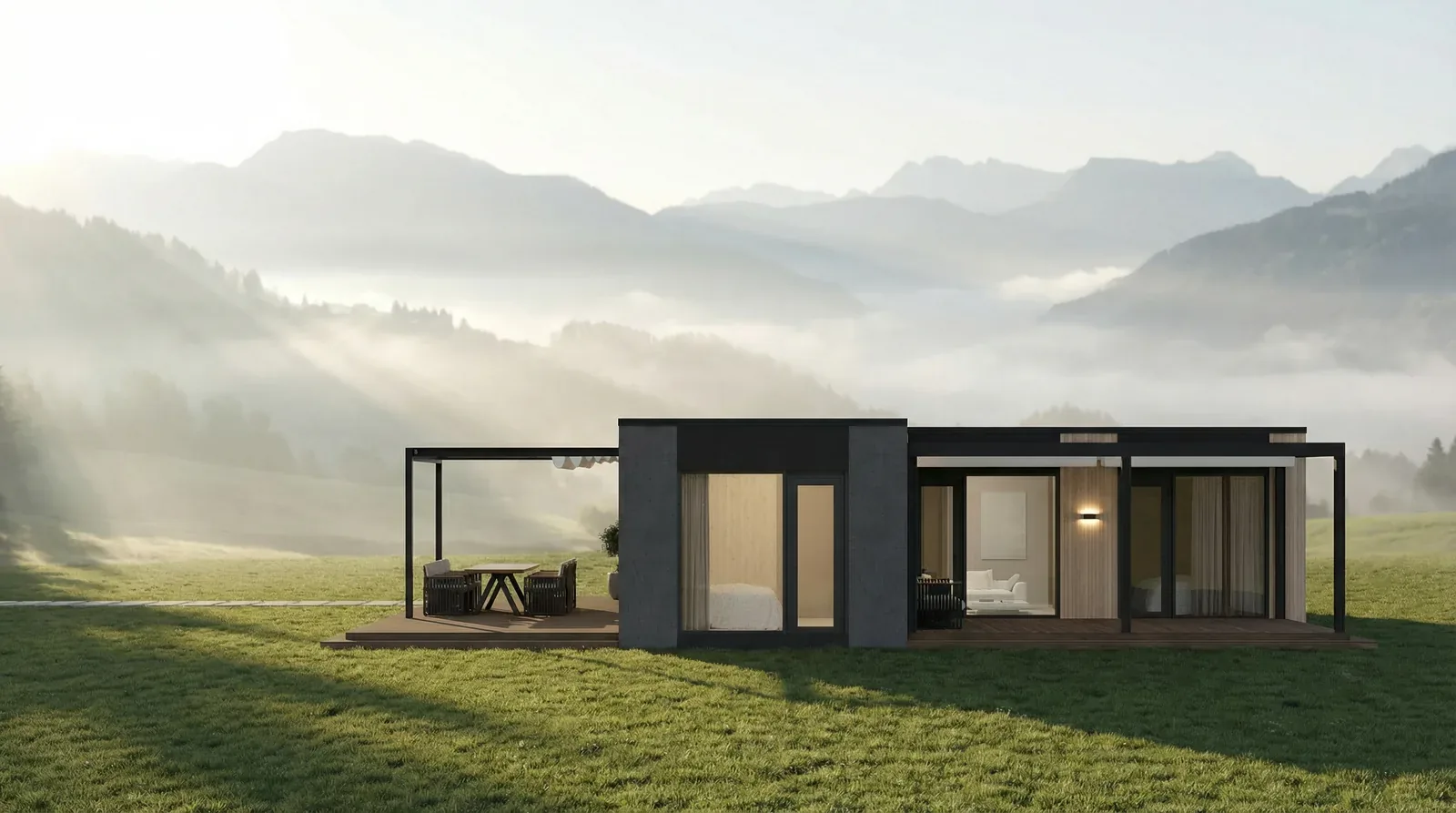 timber modular home вЂ” QHOME Lumen modular model for full home